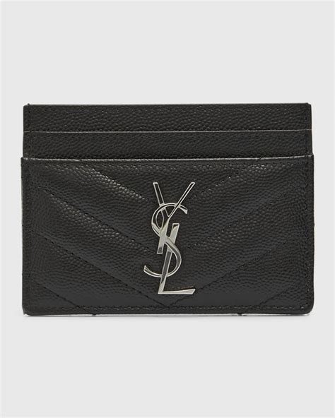 Saint Laurent YSL Monogram Card Case in Grained Leather